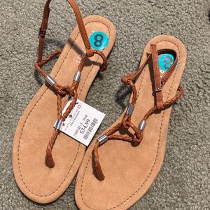 Ralph Lauren Caramel Leather upper Braided Sandals